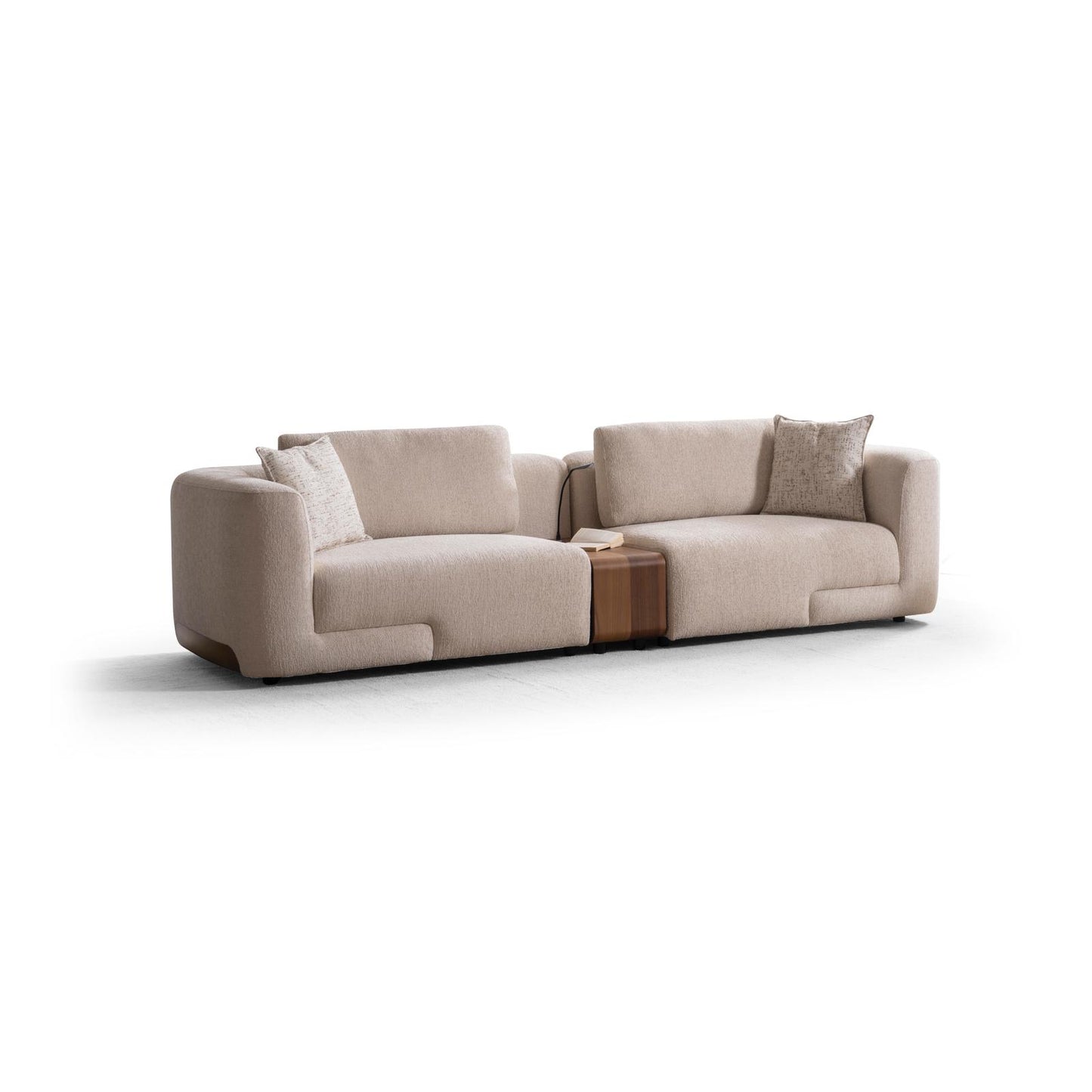 Sitzgruppe/Sofa Set - Wohnzimmergarnitur "Scilla" 3+3+1 + Mittelkonsolentisch - Beige - Nobelaa