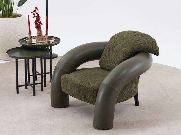 Sofa "Tiare" - gebogener Sofa + Sessel - grün - Nobelaa