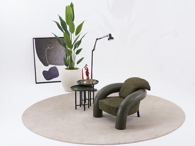 Sofa "Tiare" - gebogener Sofa + Sessel - grün - Nobelaa