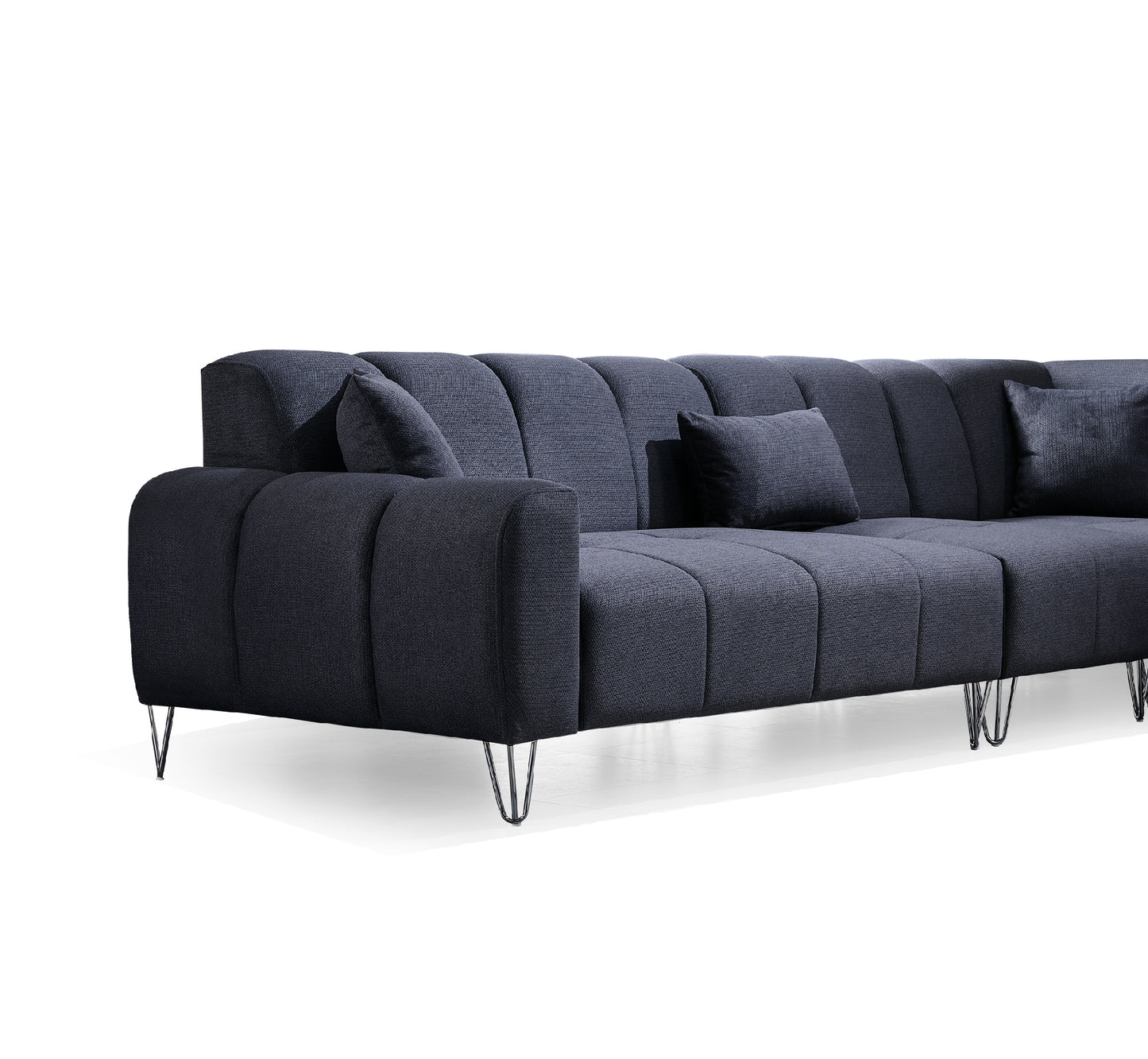 Ecksofa "Wasserrose" Ottomane rechts + Hocker