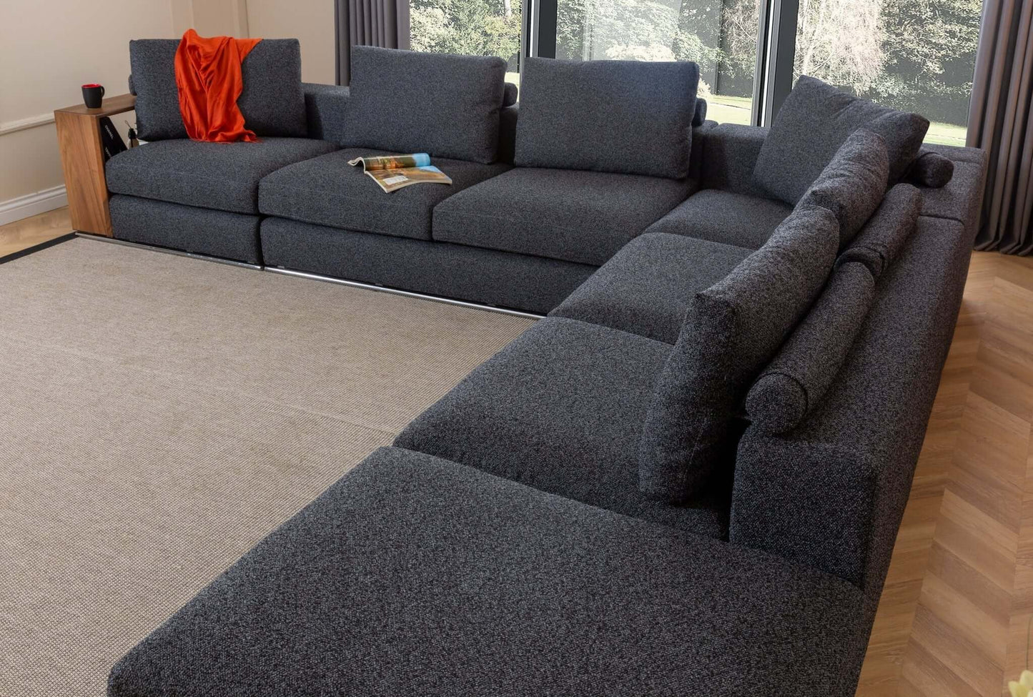 Ecksofa "Lantana" + Konsolenschrank - Anthrazit - Nobelaa
