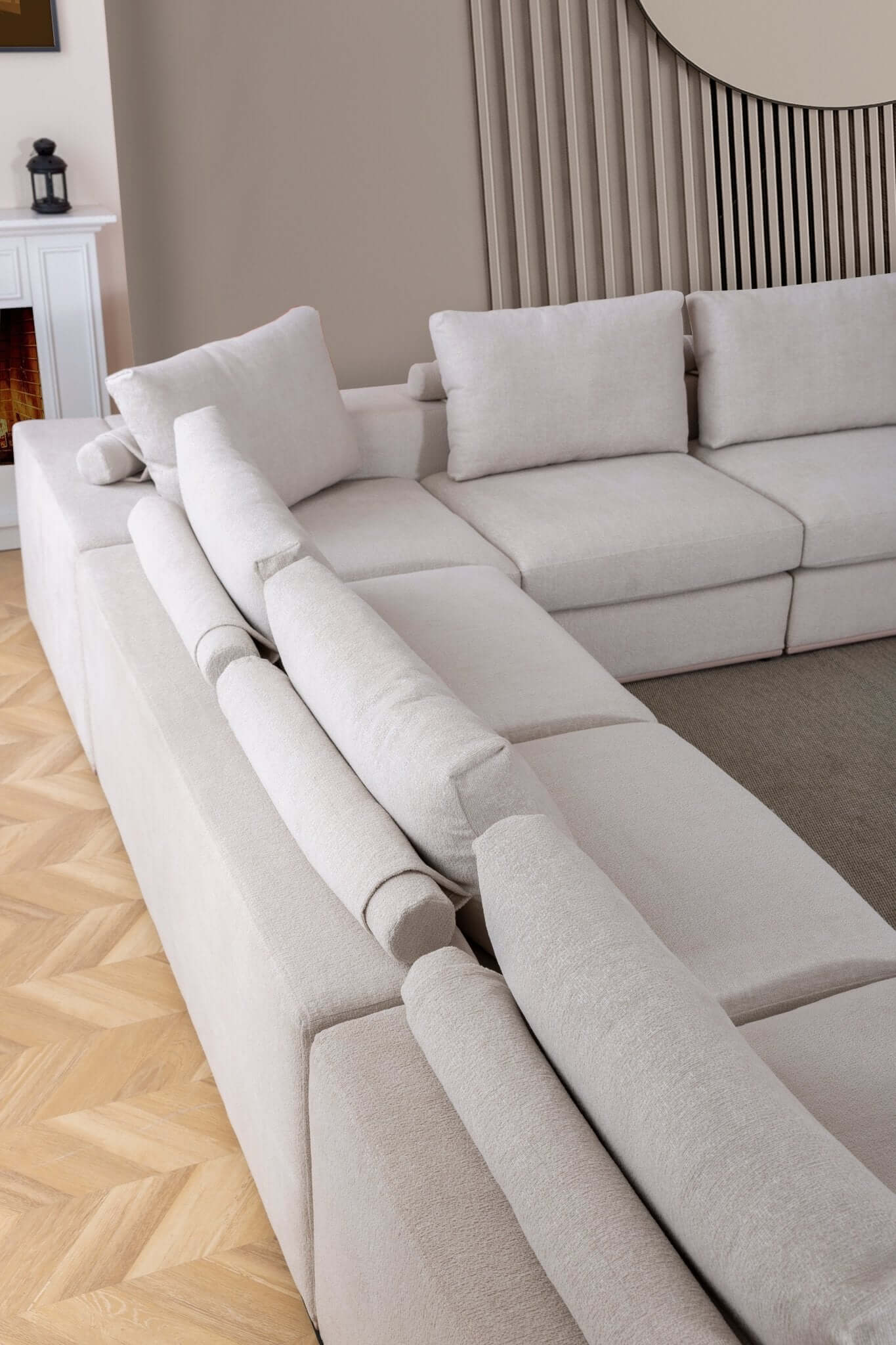 Ecksofa "Myrtle" + Konsolenschrank - Beige - Nobelaa