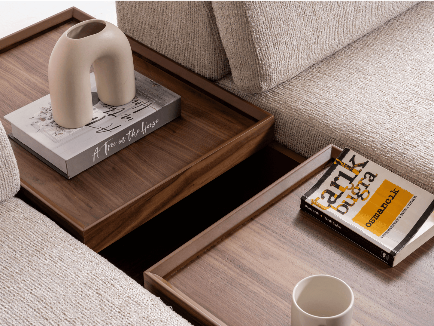 Ecksofa "Thistle" + Mittelkonsolentisch - Beige - Nobelaa