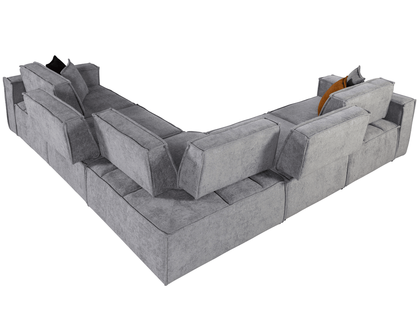 Modulares Ecksofa "Basil" + Hocker + Beistelltisch - Grau - Nobelaa
