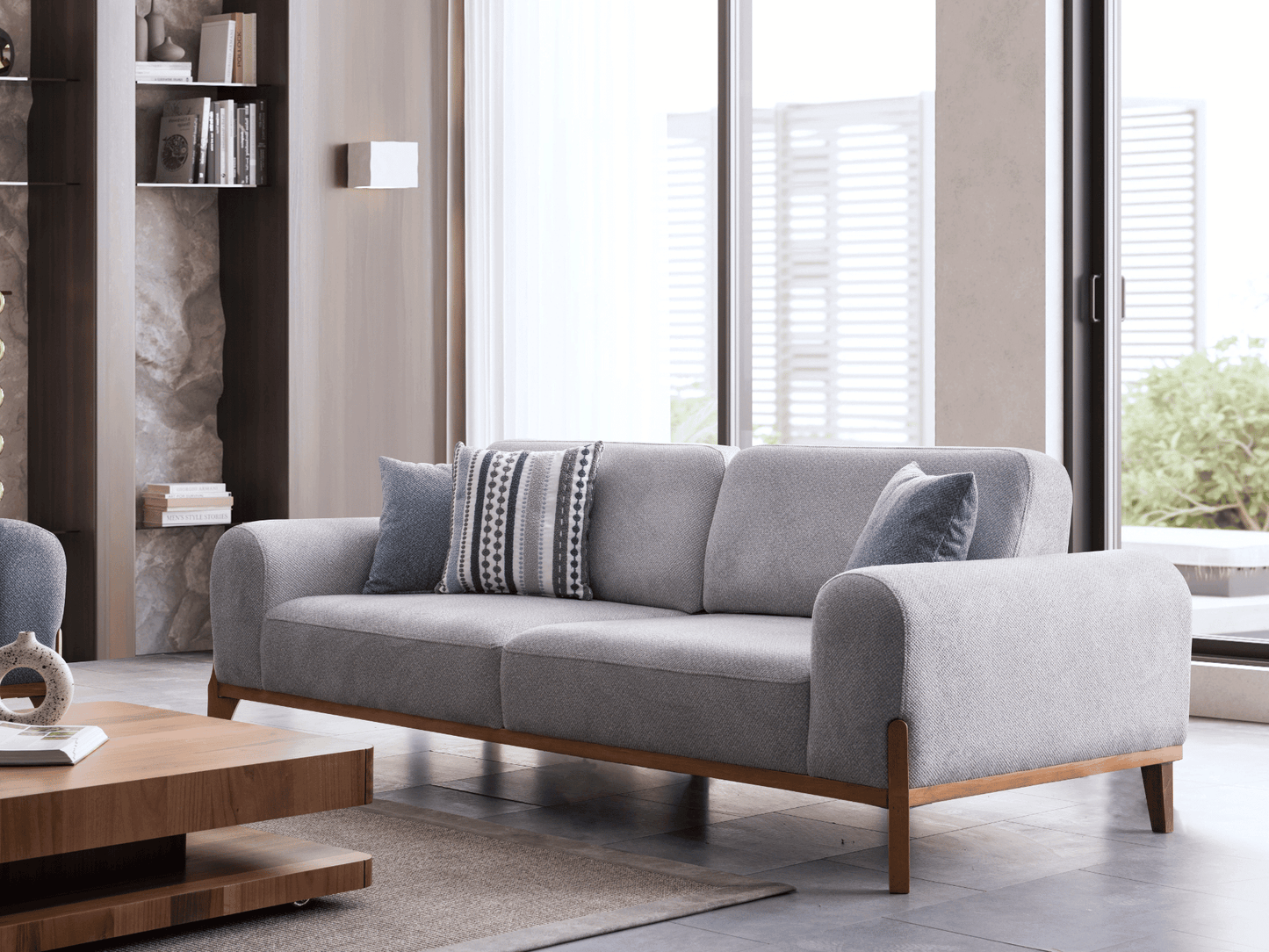 Sitzgruppe/Sofa Set - Wohnzimmergarnitur "Bluebell" - Hellblau/Grau - Nobelaa