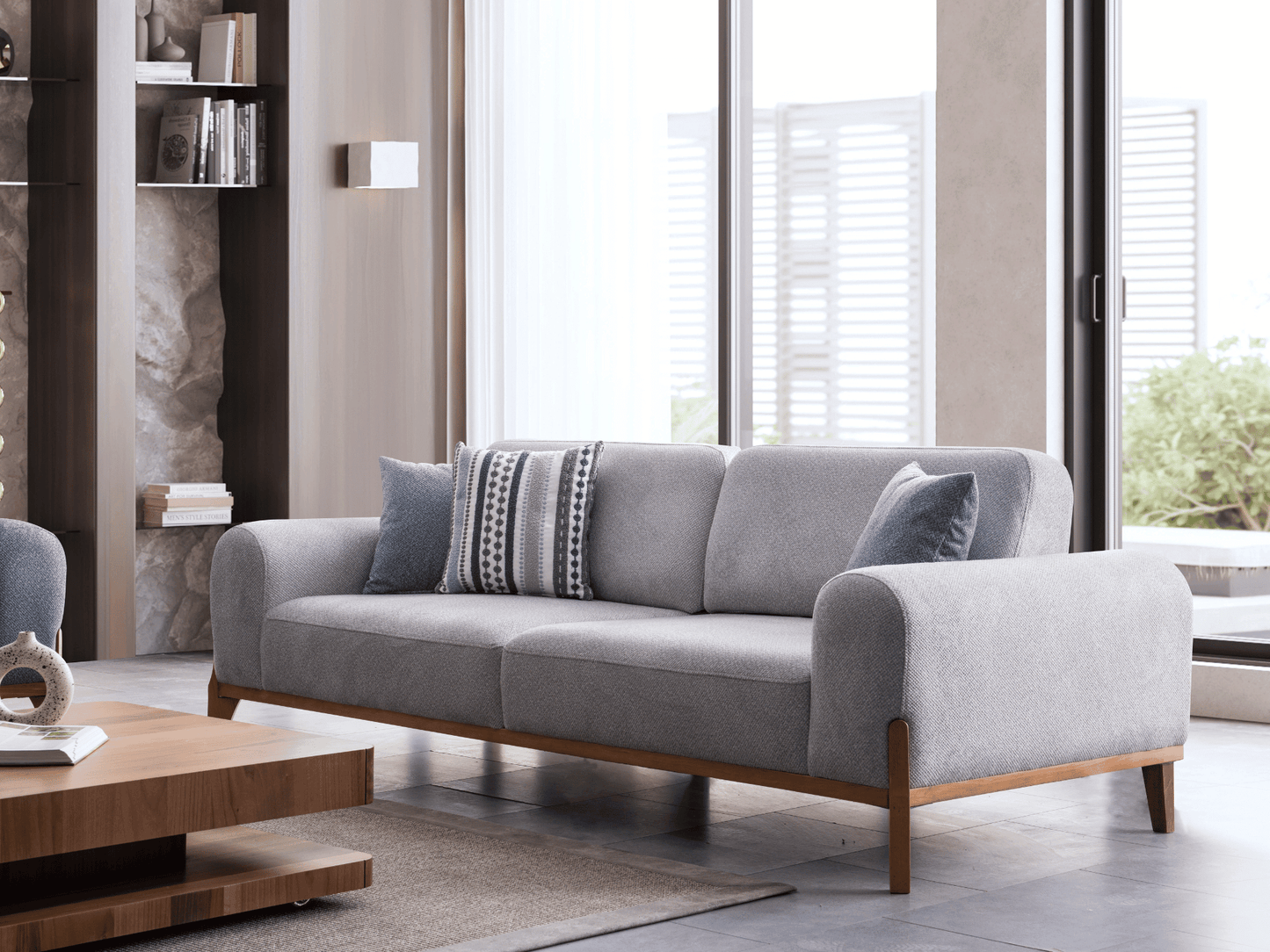 Sitzgruppe/Sofa Set - Wohnzimmergarnitur "Bluebell" - Hellblau/Grau - Nobelaa