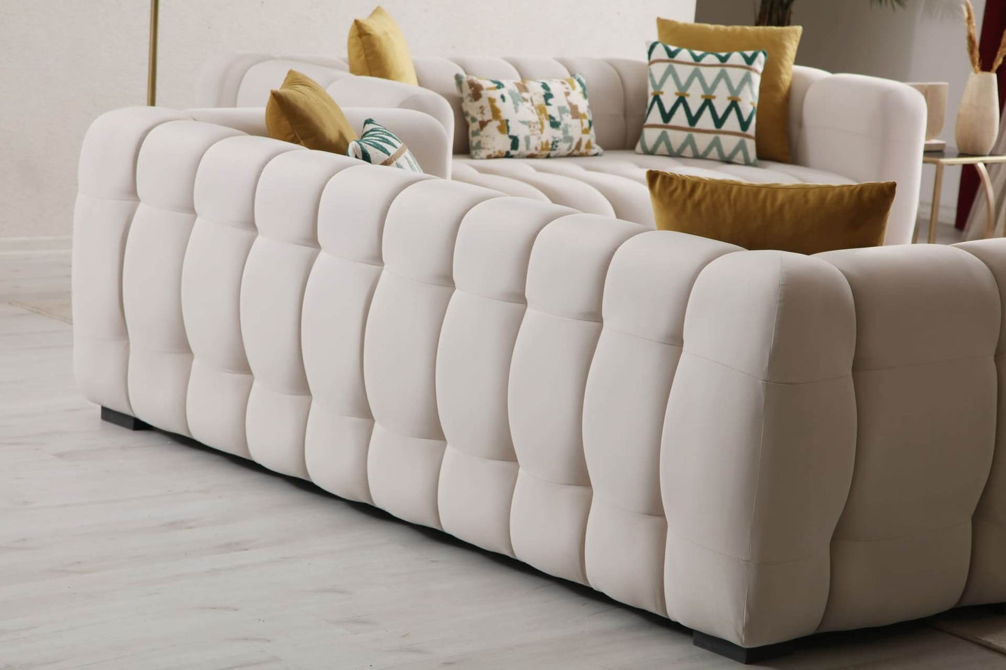 Sitzgruppe/Sofa Set - Wohnzimmergarnitur "Chrysanthemum" - Weiß - Nobelaa