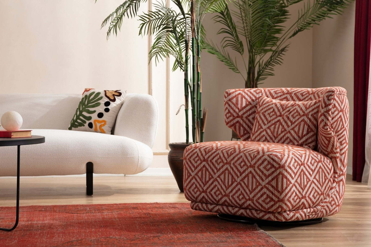 Sitzgruppe/Sofa Set - Wohnzimmergarnitur "Rose" - Beige/Hellrot - Nobelaa