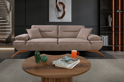 Sitzgruppe/Sofa Set - Wohnzimmergarnitur "Acantha" 3+3+1+1 - Hellbraun/Grau - Nobelaa