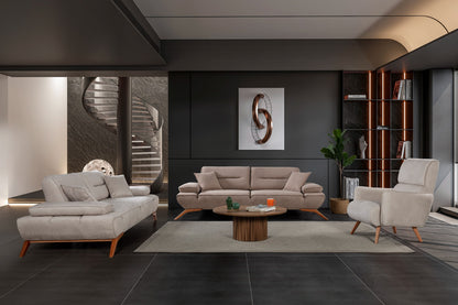 Sitzgruppe/Sofa Set - Wohnzimmergarnitur "Acantha" 3+3+1+1 - Hellbraun/Grau - Nobelaa