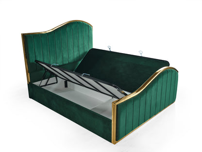 Schlafzimmer-Set "Alia" – Bett mit Bettkasten und Matratze , Nachttisch, Kommode