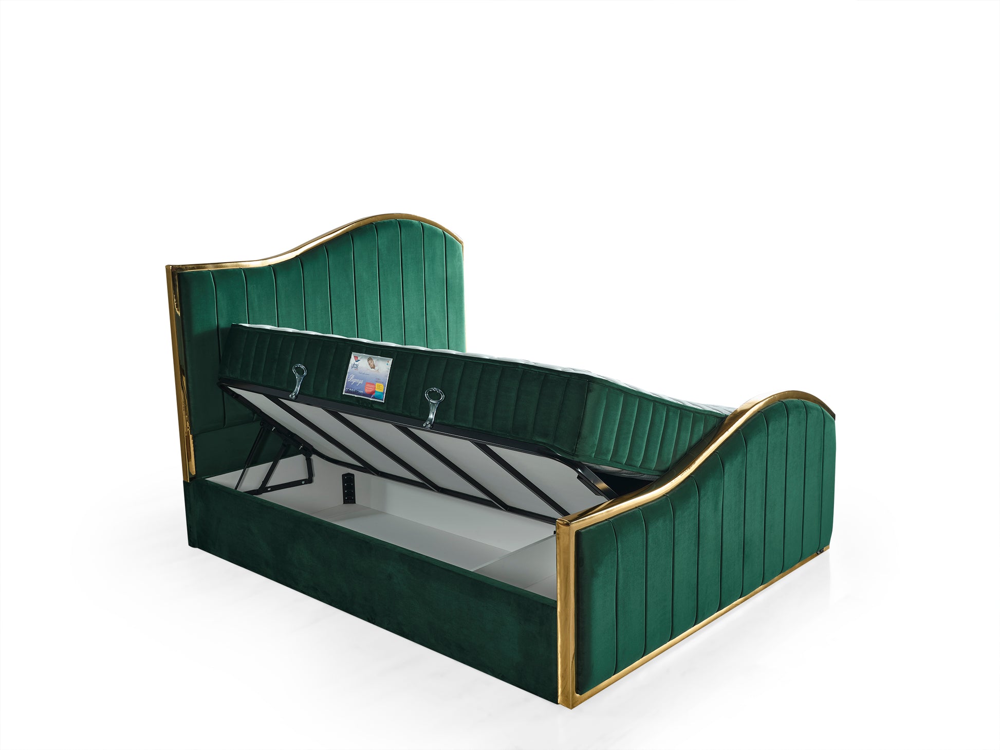 Schlafzimmer-Set "Alia" – Bett mit Bettkasten und Matratze , Nachttisch, Kommode