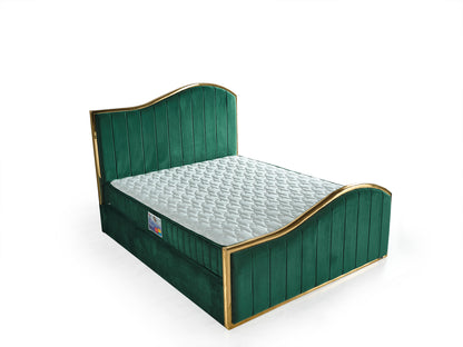 Schlafzimmer-Set "Alia" – Bett mit Bettkasten und Matratze , Nachttisch, Kommode