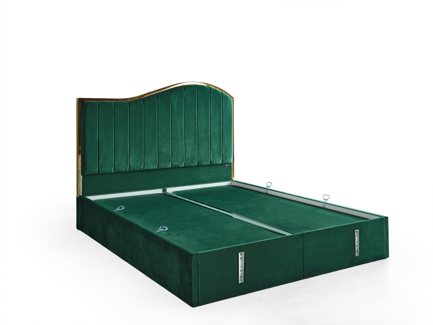 Schlafzimmer-Set "Alia" – Bett mit Bettkasten und Matratze , Nachttisch, Kommode