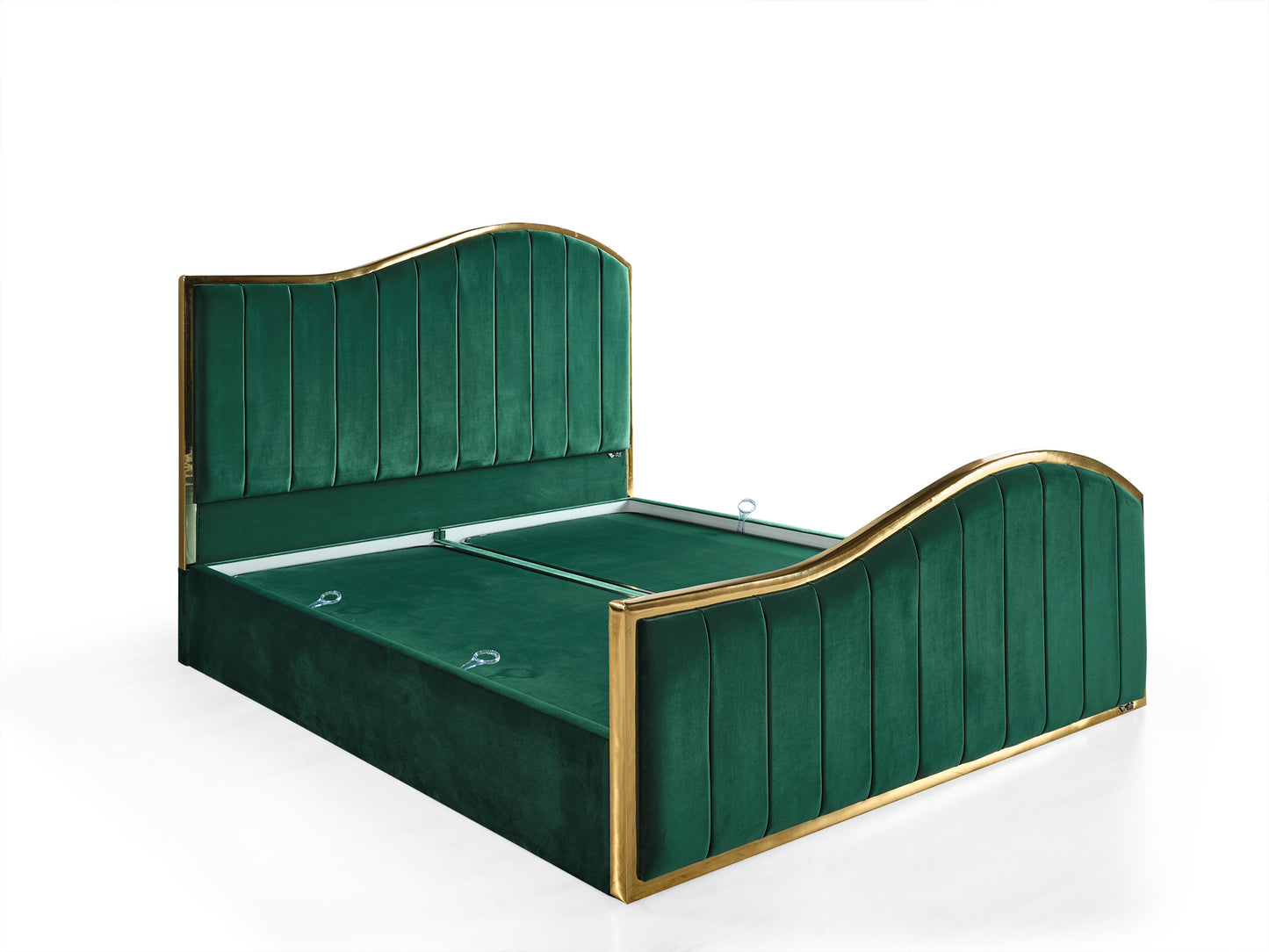 Schlafzimmer-Set "Alia" – Bett mit Bettkasten und Matratze , Nachttisch, Kommode