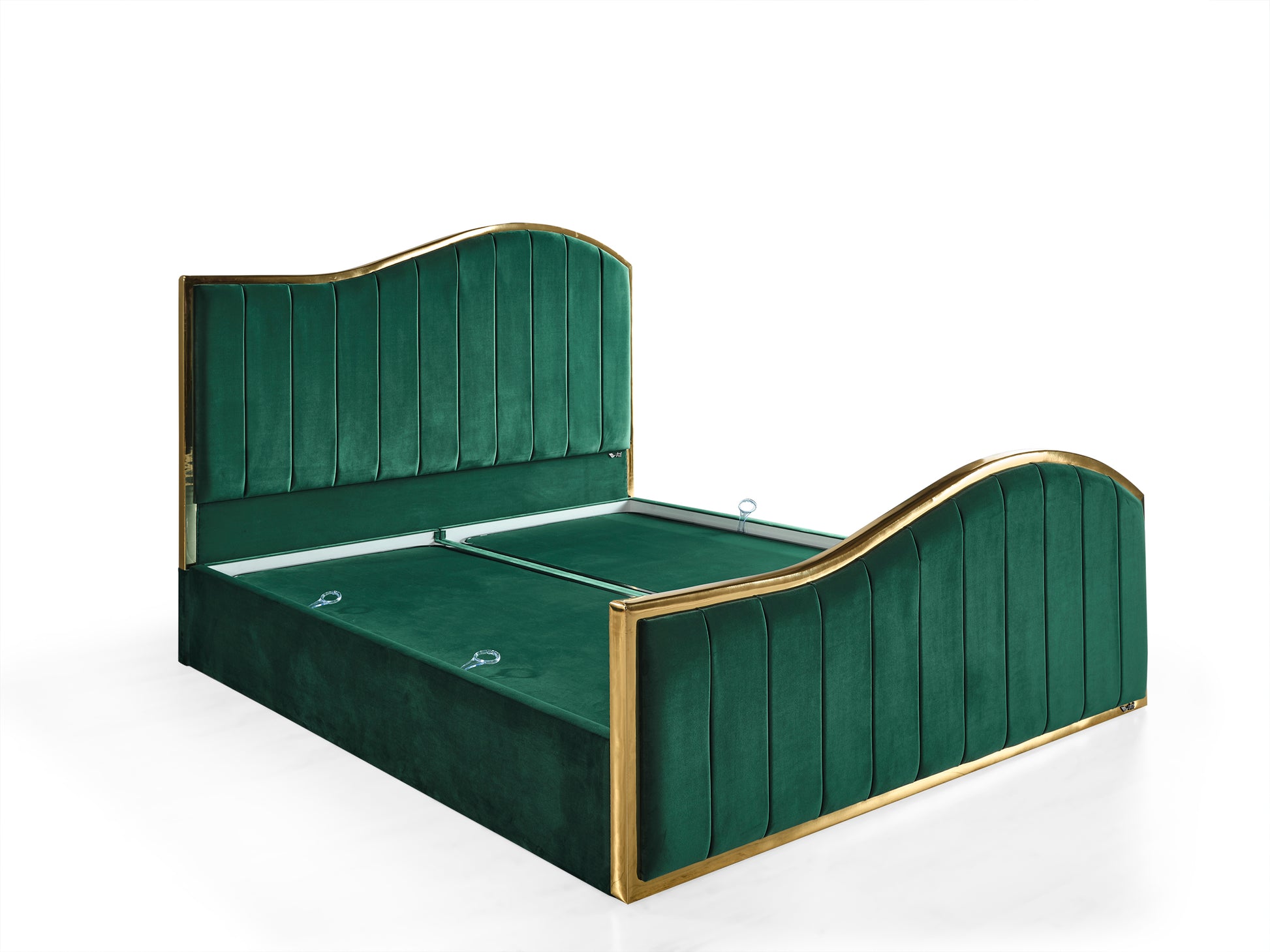 Schlafzimmer-Set "Alia" – Bett mit Bettkasten und Matratze , Nachttisch, Kommode