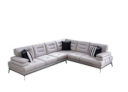 Ecksofa "Allium" + Sessel + Hocker - Grau - Nobelaa