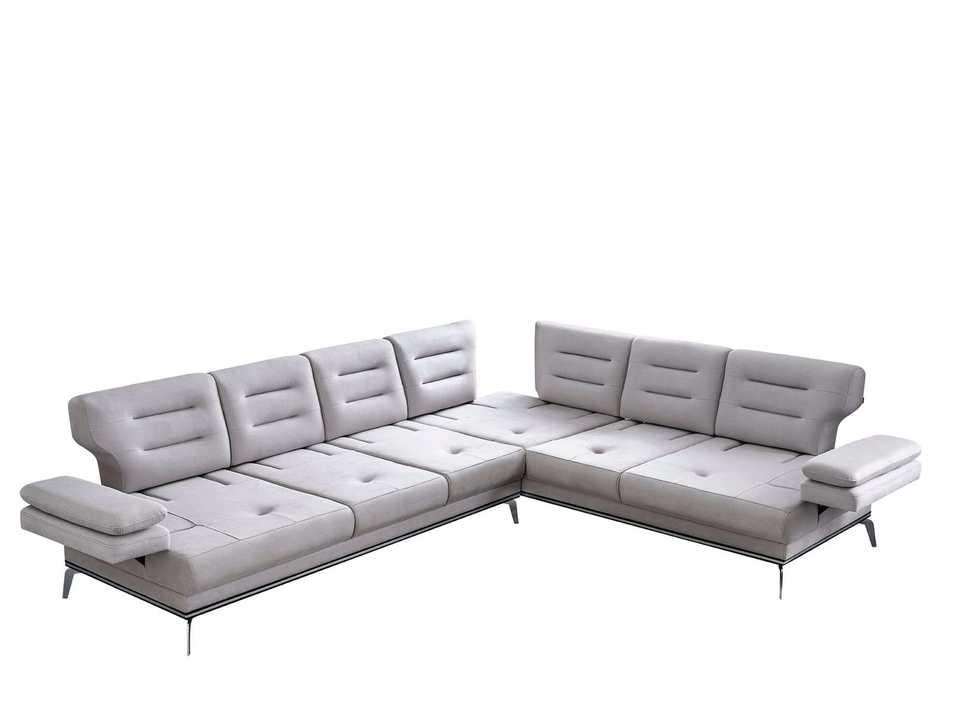 Ecksofa "Allium" + Sessel + Hocker - Grau - Nobelaa
