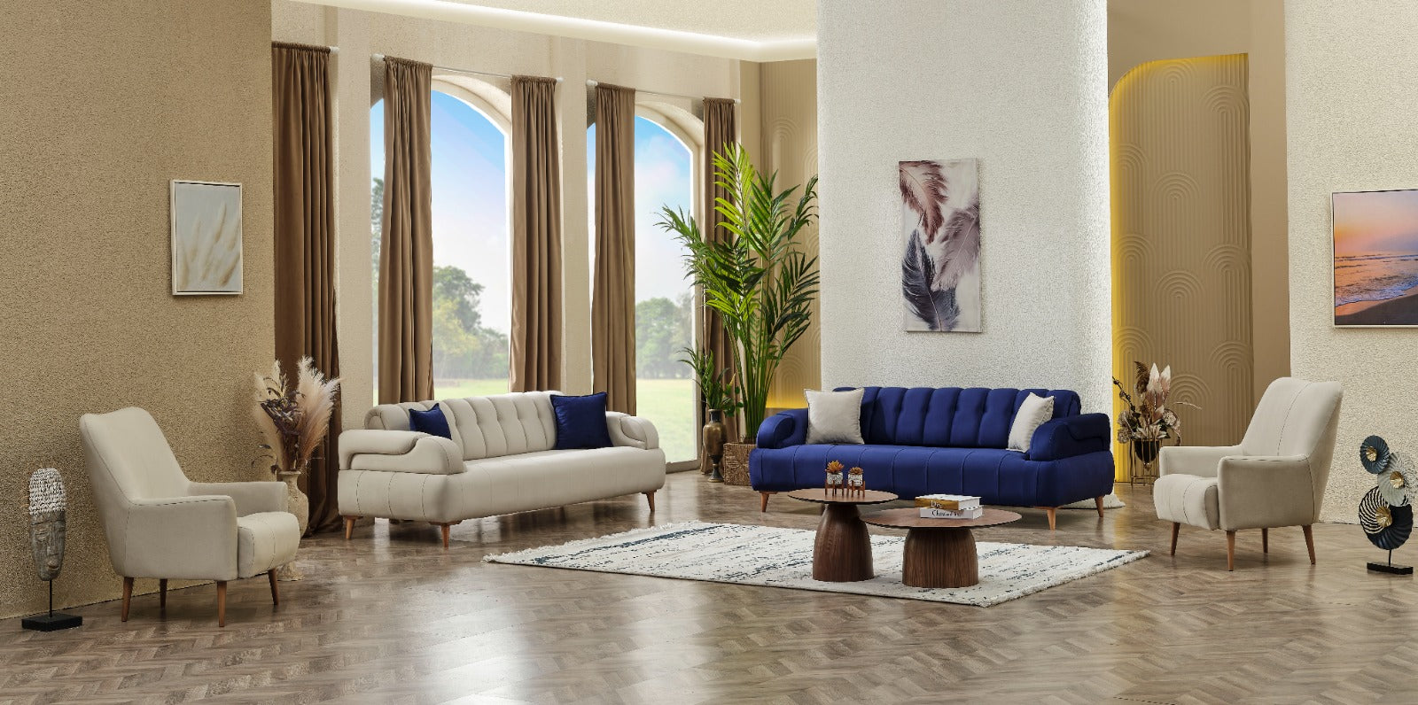 Sitzgruppe/Sofa Set - Wohnzimmergarnitur "Aluna" 3+3+1+1