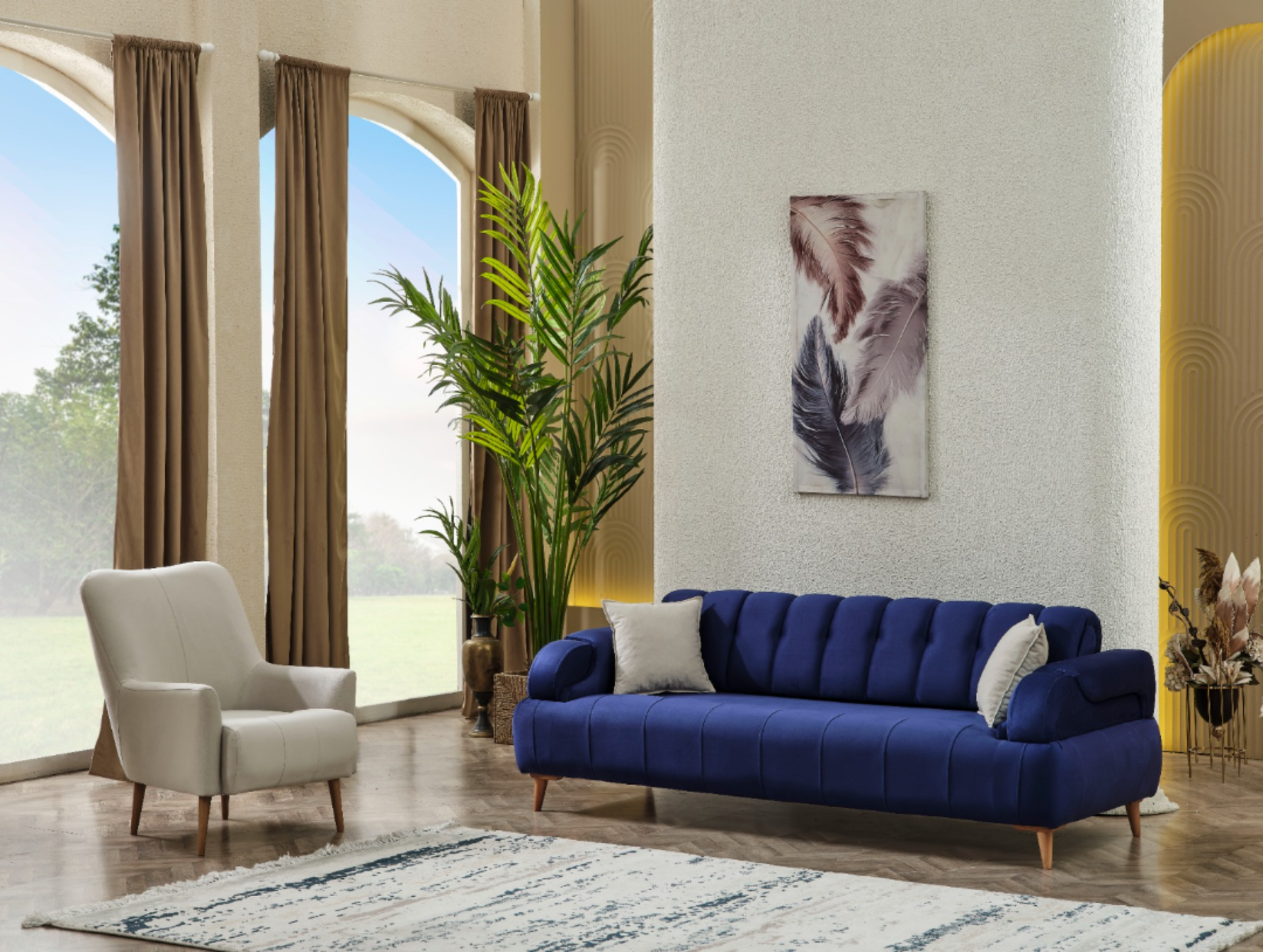 Sitzgruppe/Sofa Set - Wohnzimmergarnitur "Aluna" 3+3+1+1