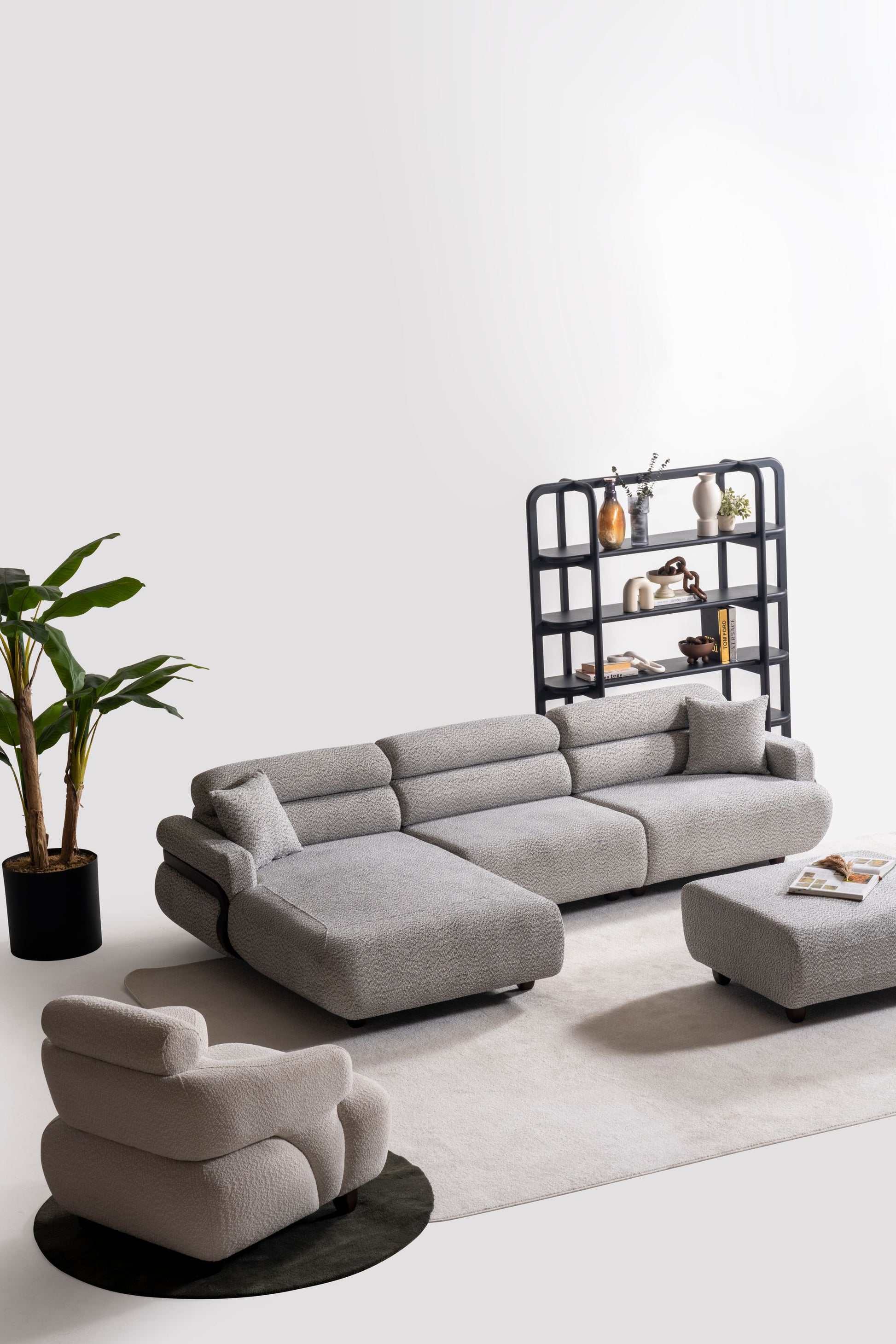 Nobelaa - Ecksofa "Anther" + 3er-Sofa + Sessel + Hocker