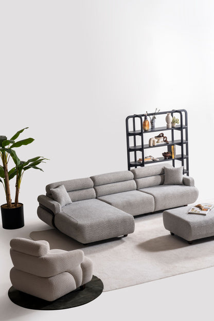 Nobelaa - Ecksofa "Anther" + 3er-Sofa + Sessel + Hocker