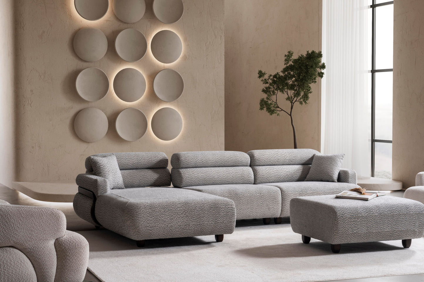 Nobelaa - Ecksofa "Anther" + 3er-Sofa + Sessel + Hocker