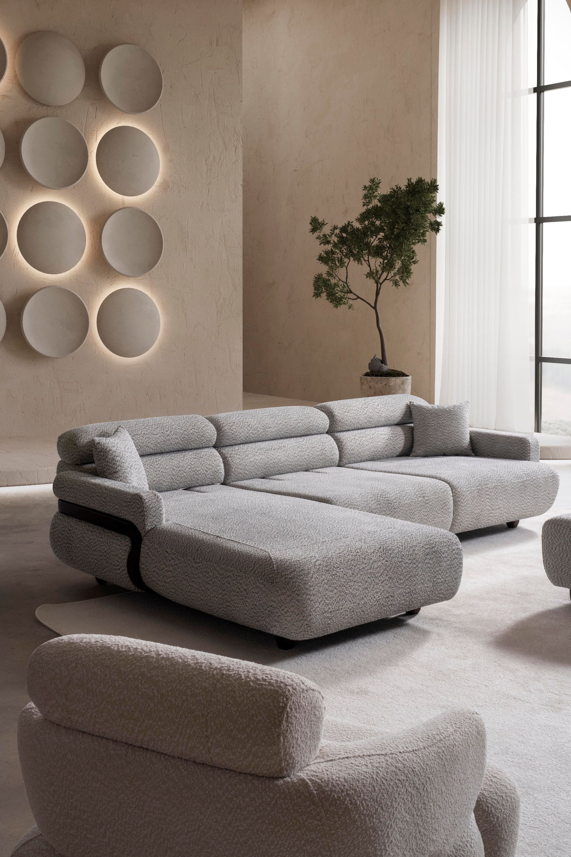 Nobelaa - Ecksofa "Anther" + 3er-Sofa + Sessel + Hocker