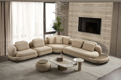 Modulare Ecksofa "Atmos" + Sessel + Hocker - Beige - Nobelaa