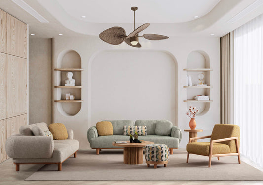 Sitzgruppe/Sofa Set - Wohnzimmergarnitur "Azalea" - Mintgrün/Beige/Gelb - Nobelaa
