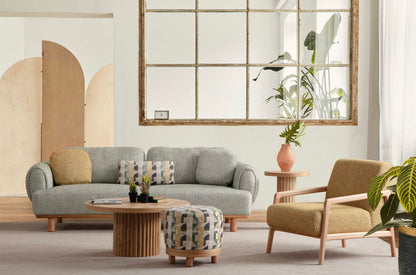 Sitzgruppe/Sofa Set - Wohnzimmergarnitur "Azalea" - Mintgrün/Beige/Gelb - Nobelaa