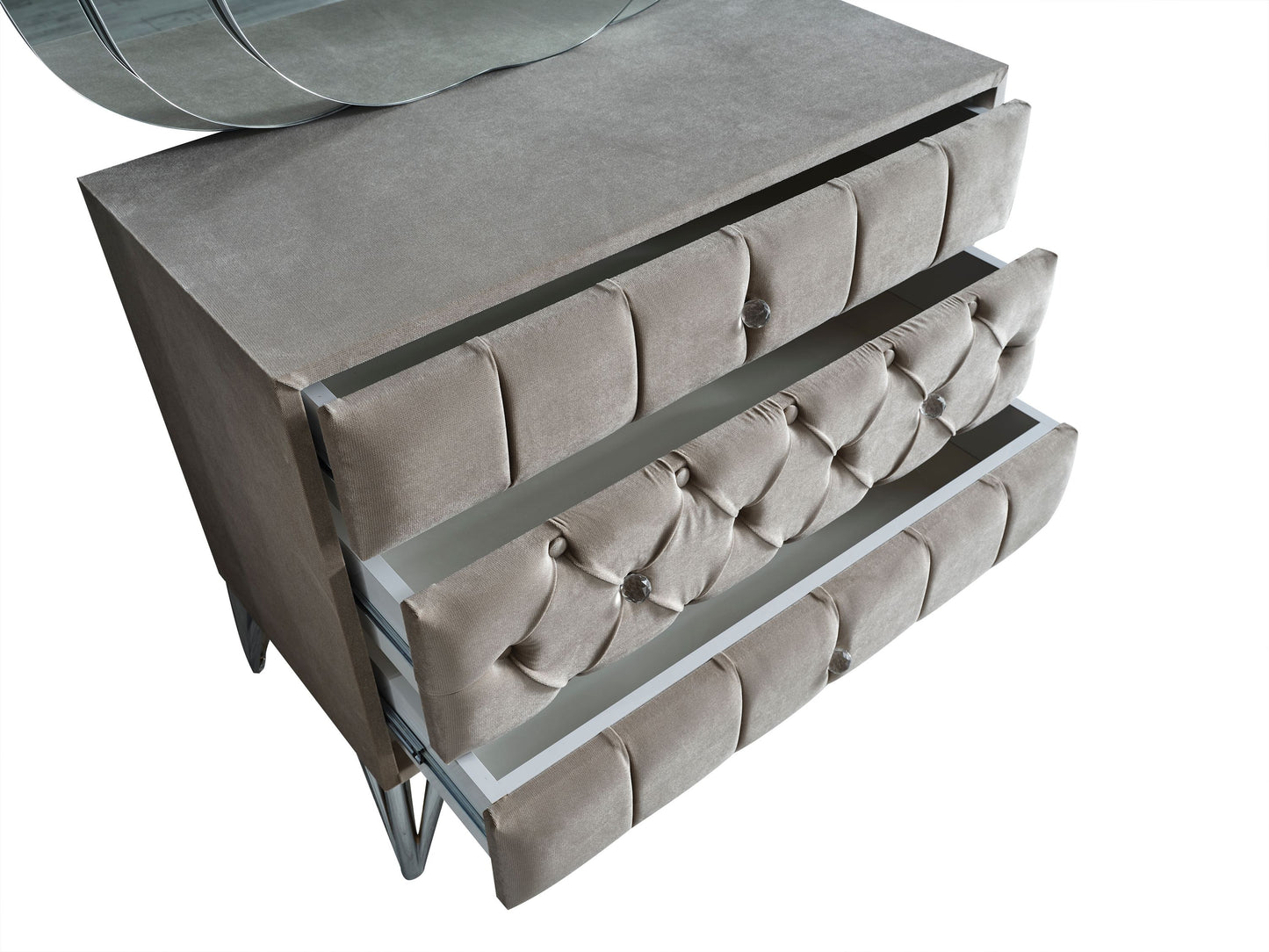 Schlafzimmer-Set "Bellana" – Bett mit Bettkasten und Matratze , Nachttisch, Kommode, Bettbank