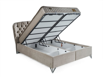 Schlafzimmer-Set "Bellana" – Bett mit Bettkasten und Matratze , Nachttisch, Kommode, Bettbank