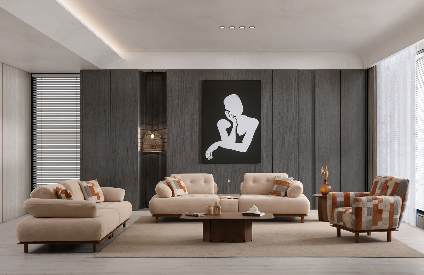 Sitzgruppe/Sofa Set - Wohnzimmergarnitur "Bellora" 3+3+1 - Nobelaa