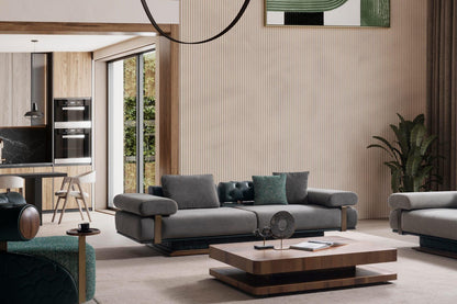 Sitzgruppe/Sofa Set - Wohnzimmergarnitur "Bergamot" 3+3+1+1 - Grau/Grün - Nobelaa