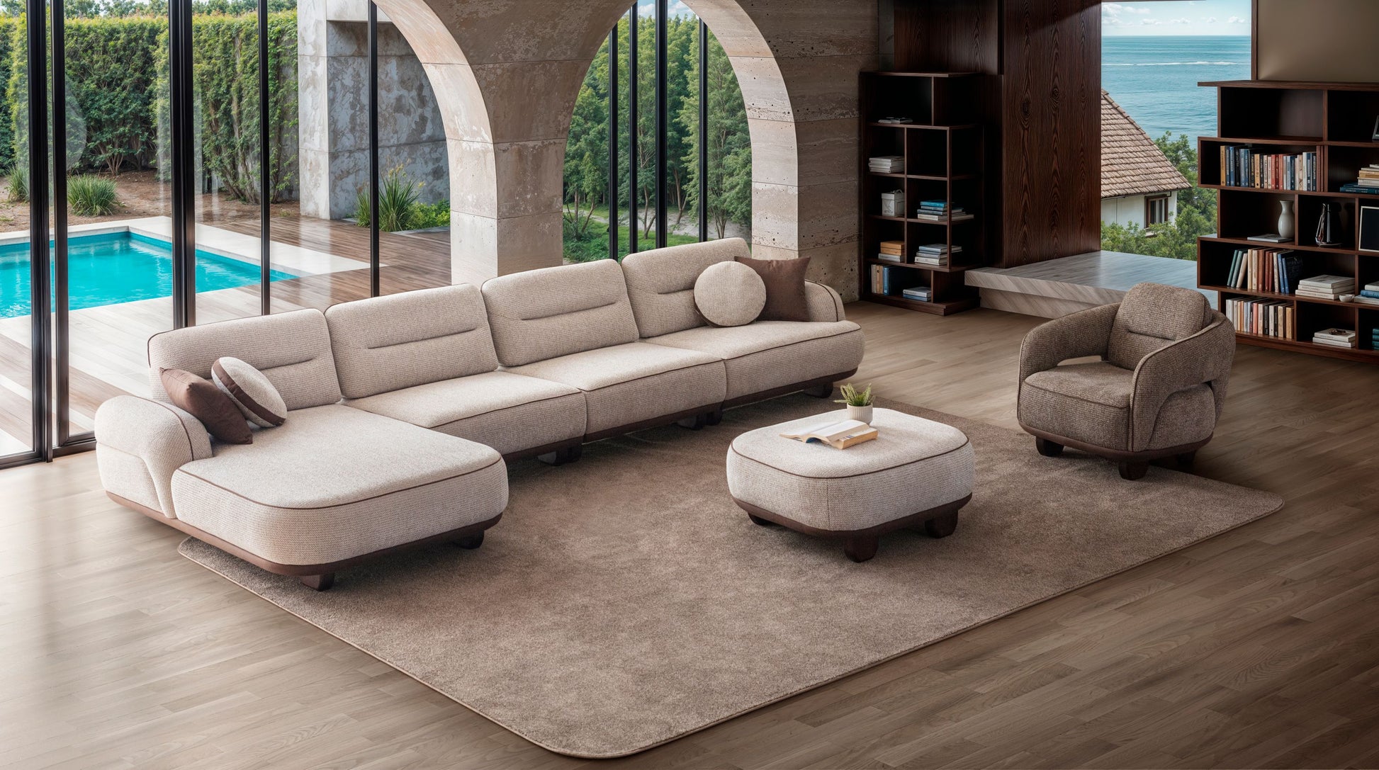 Nobelaa - Ecksofa "Betula" + Sessel + Hocker