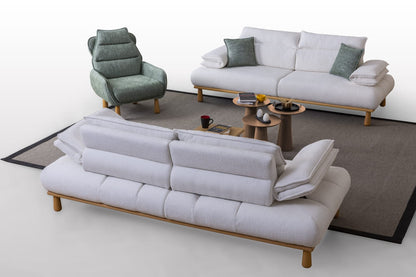 Sitzgruppe/Sofa Set - Wohnzimmergarnitur "Bleuet" 3+3+1+1 - Weiß/Grau - Nobelaa