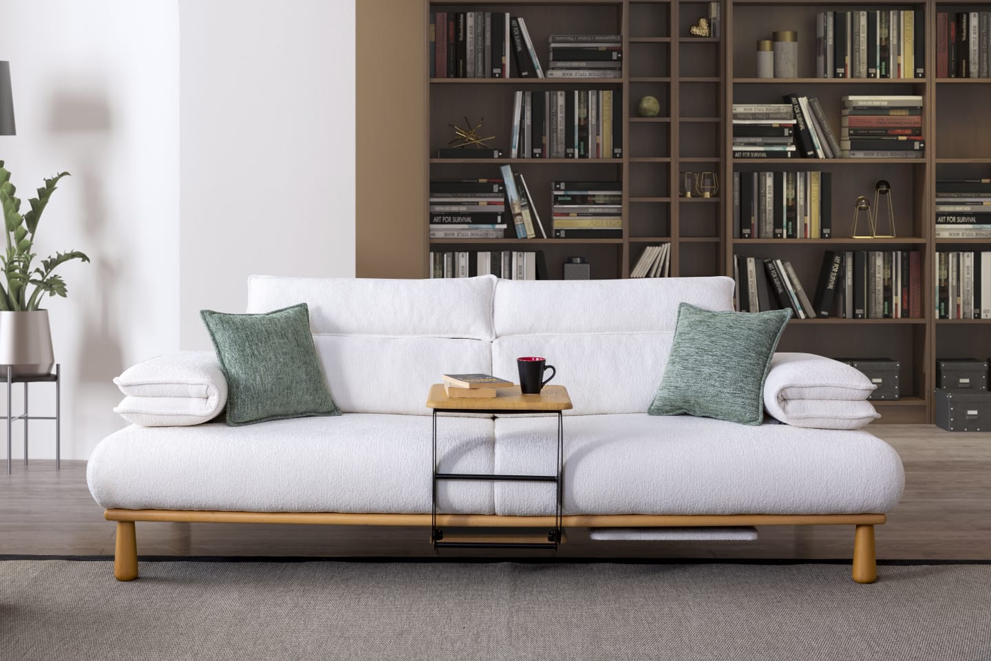 Sitzgruppe/Sofa Set - Wohnzimmergarnitur "Bleuet" 3+3+1+1 - Weiß/Grau - Nobelaa