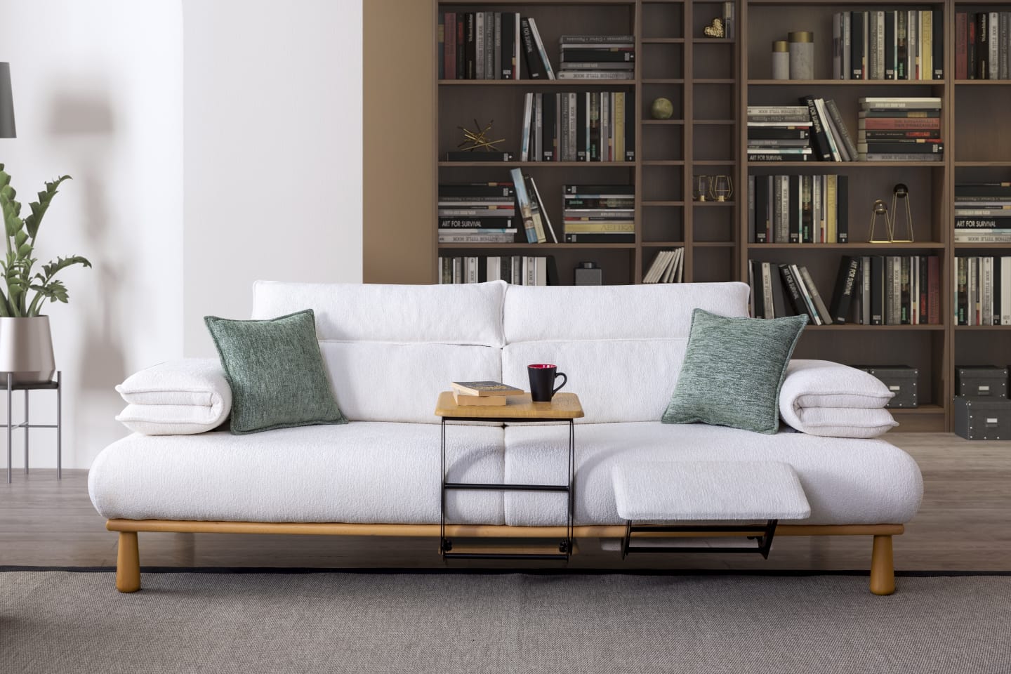 Sitzgruppe/Sofa Set - Wohnzimmergarnitur "Bleuet" 3+3+1+1 - Weiß/Grau - Nobelaa