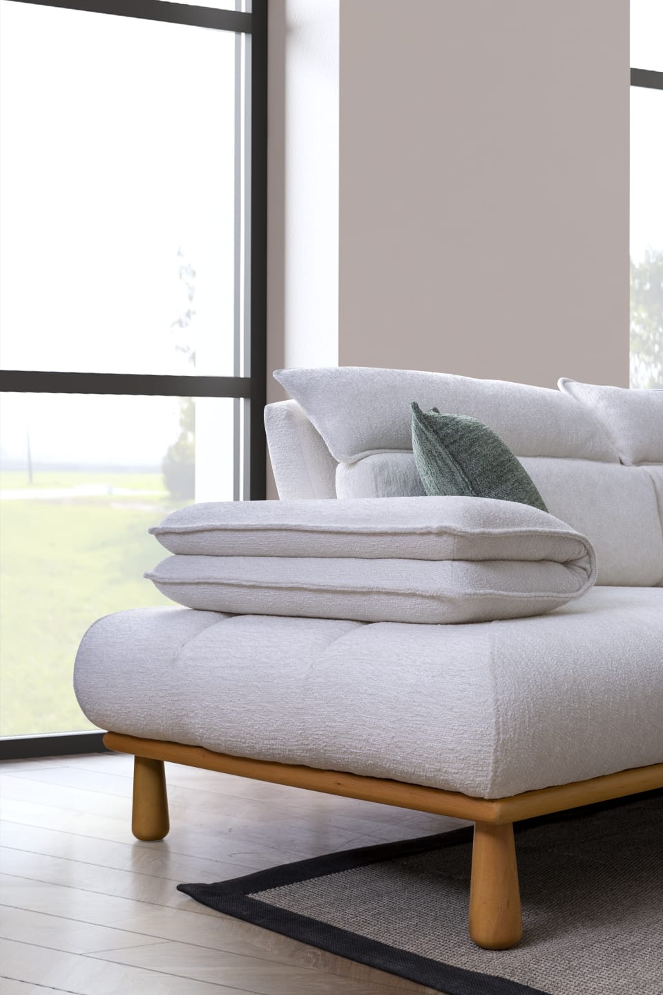 Sitzgruppe/Sofa Set - Wohnzimmergarnitur "Bleuet" 3+3+1+1 - Weiß/Grau - Nobelaa
