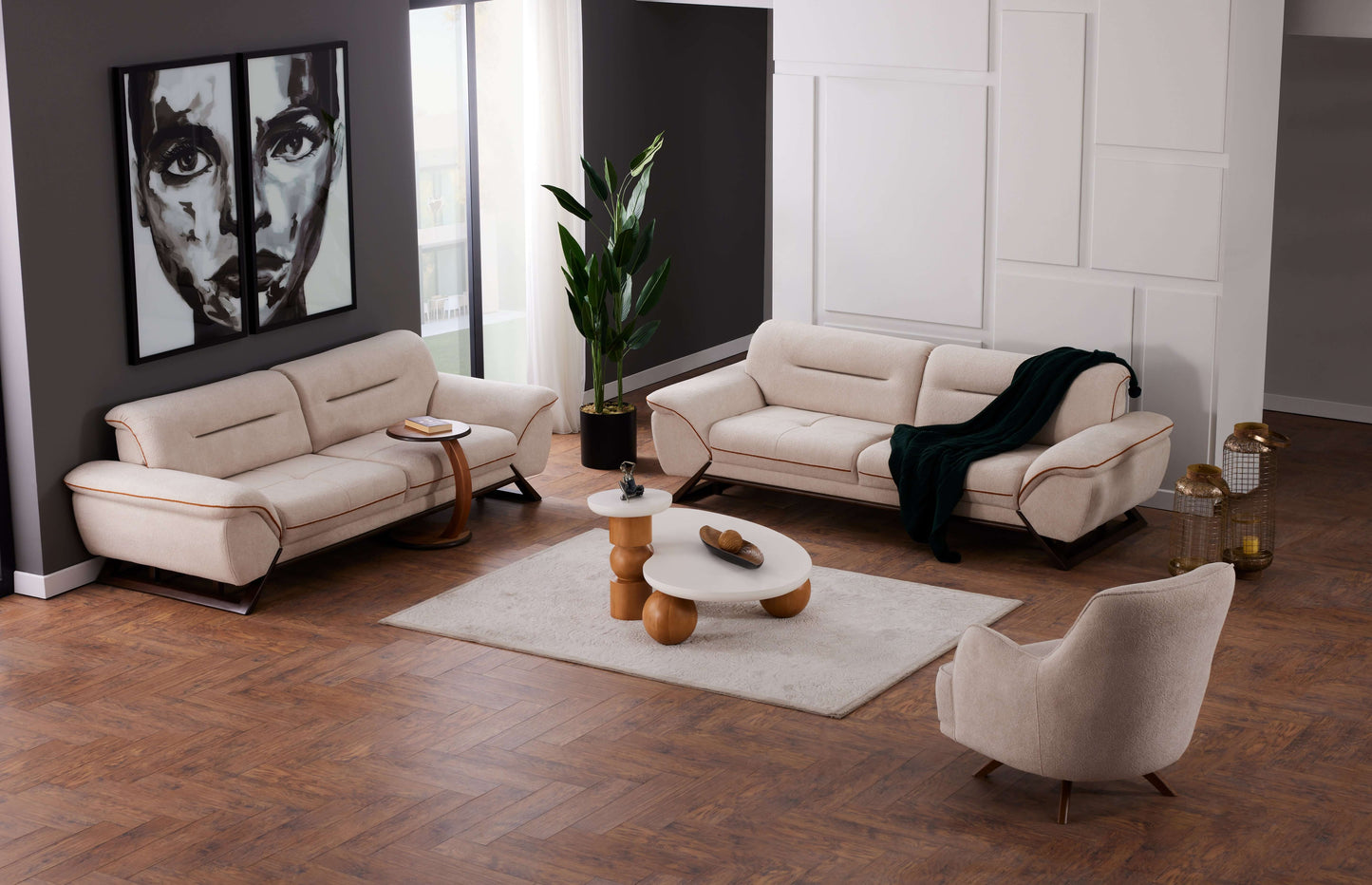 Sitzgruppe/Sofa Set - Wohnzimmergarnitur "Arbutus" 3+3+1