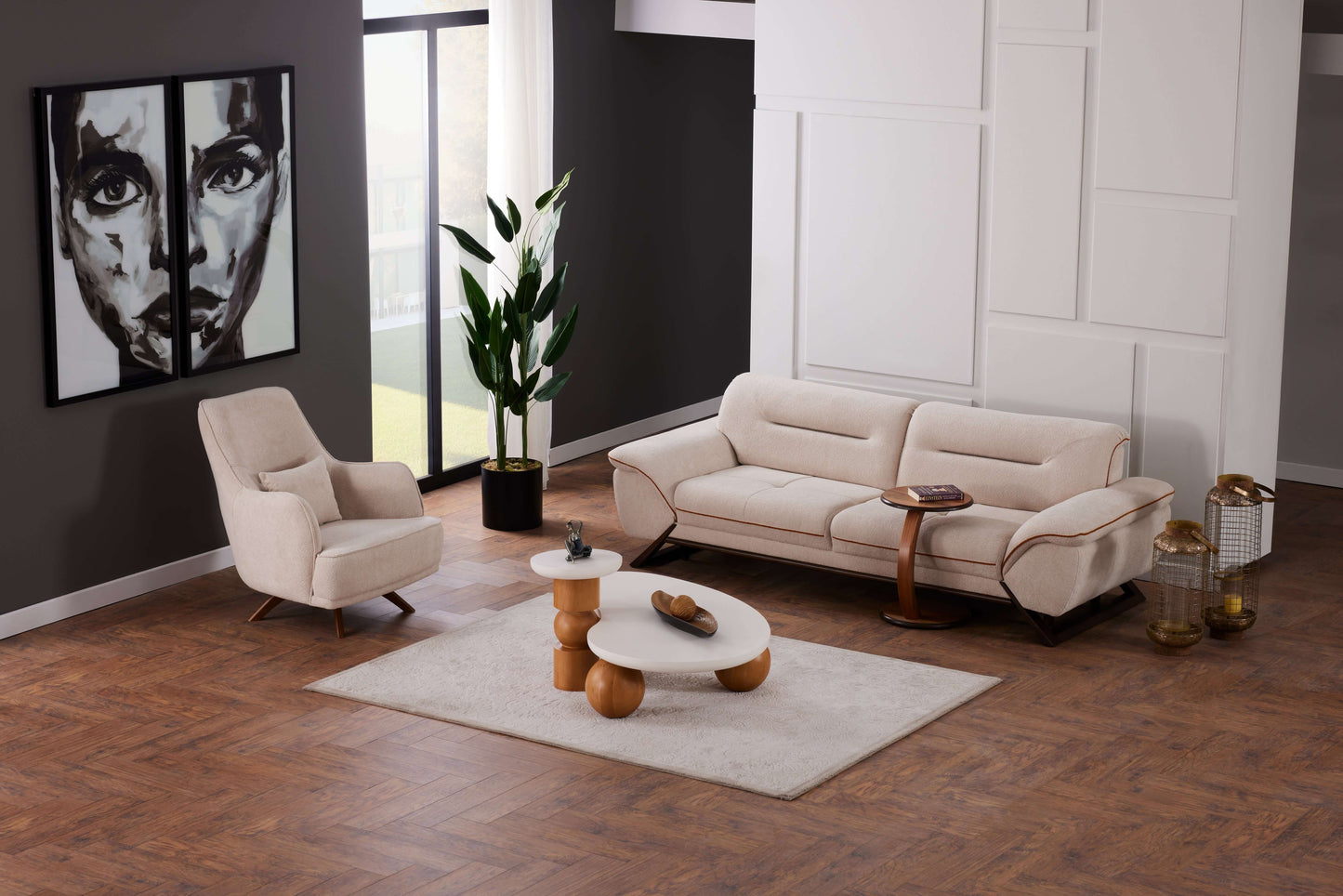 Sitzgruppe/Sofa Set - Wohnzimmergarnitur "Arbutus" 3+3+1