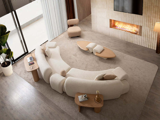 Ecksofa "Bluebelline" + Sessel - Beige - Nobelaa