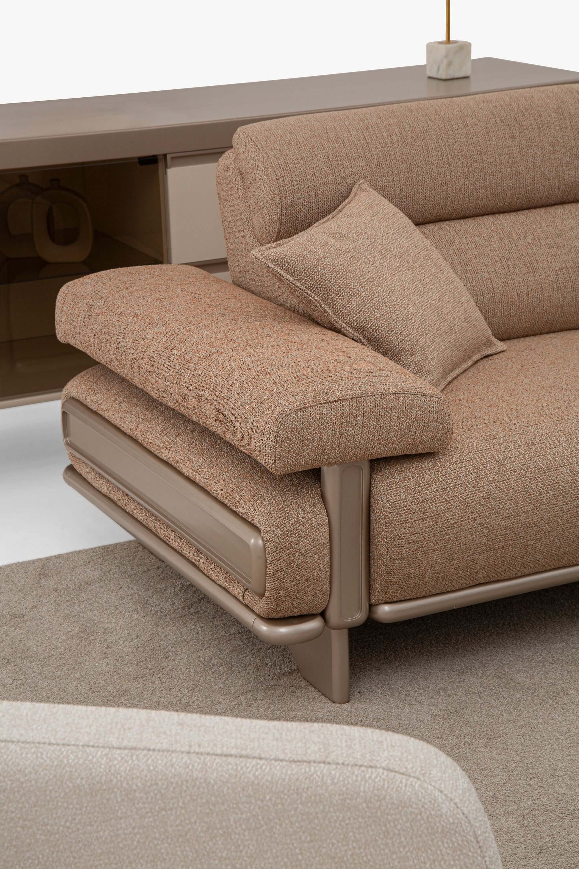 Sitzgruppe/Sofa Set - Wohnzimmergarnitur "Cassiope" 3+3+1+1 - Beige/Braun - Nobelaa