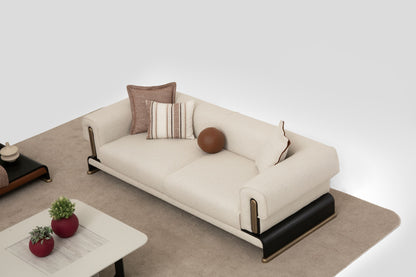 Sitzgruppe/Sofa Set - Wohnzimmergarnitur "Celosia" 3+2+1 - Beige/Braun - Nobelaa