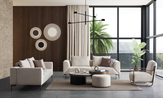 Sitzgruppe/Sofa Set - Wohnzimmergarnitur "Cerise" 3+3+1 - Beige - Nobelaa