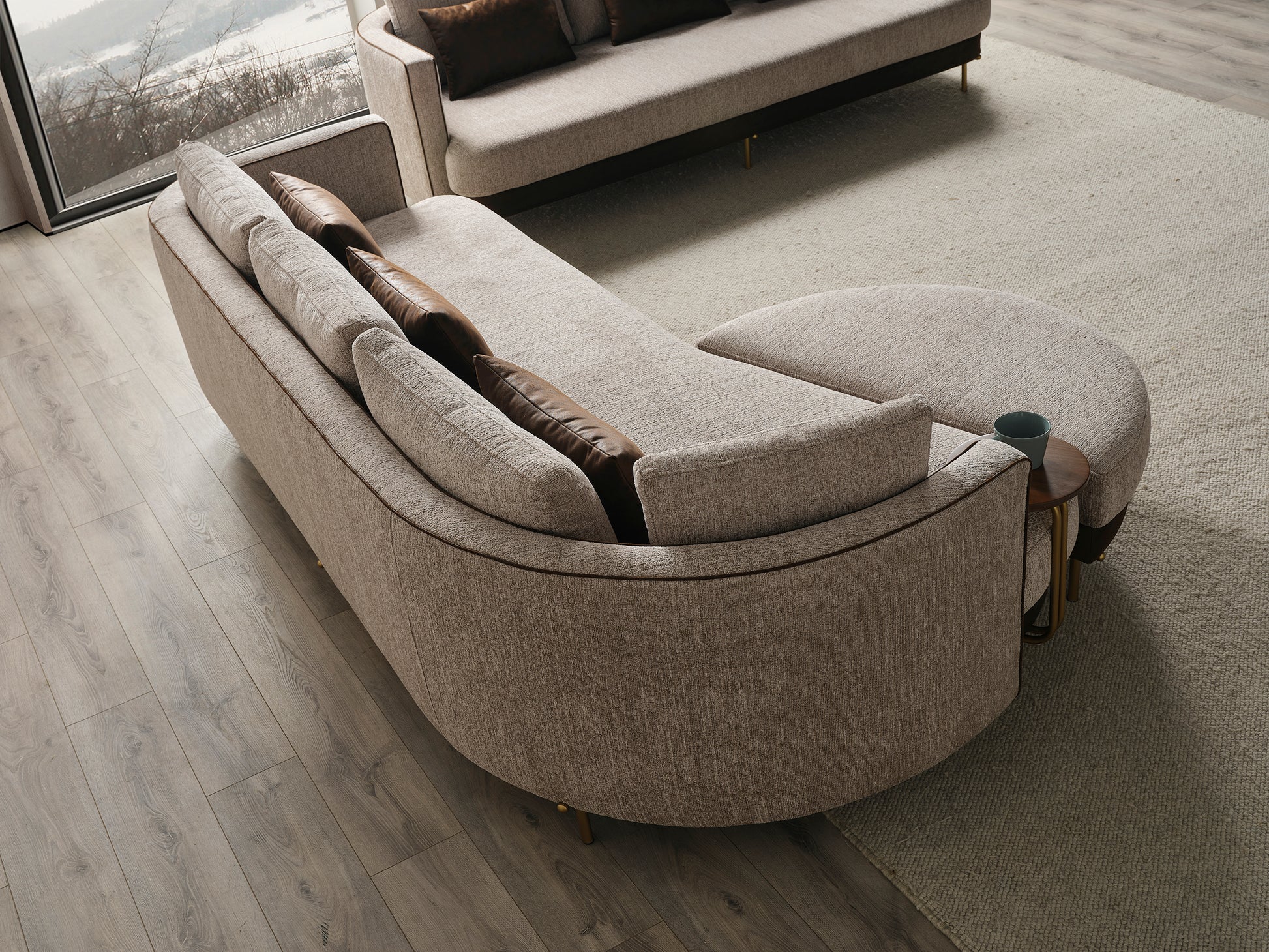 Sitzgruppe/Sofa Set - Wohnzimmergarnitur "Corydalis" 3+2+1 + Hocker - Beige - Nobelaa