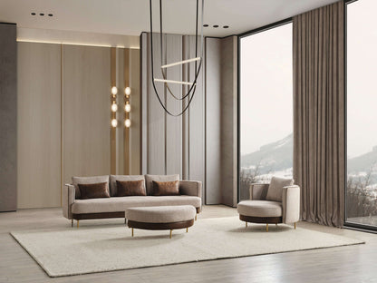 Sitzgruppe/Sofa Set - Wohnzimmergarnitur "Corydalis" 3+2+1 + Hocker - Beige - Nobelaa