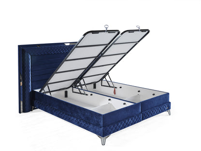 Schlafzimmer-Set "Elara" – Bett mit Bettkasten und Matratze , Nachttisch, Kommode, Bettbank