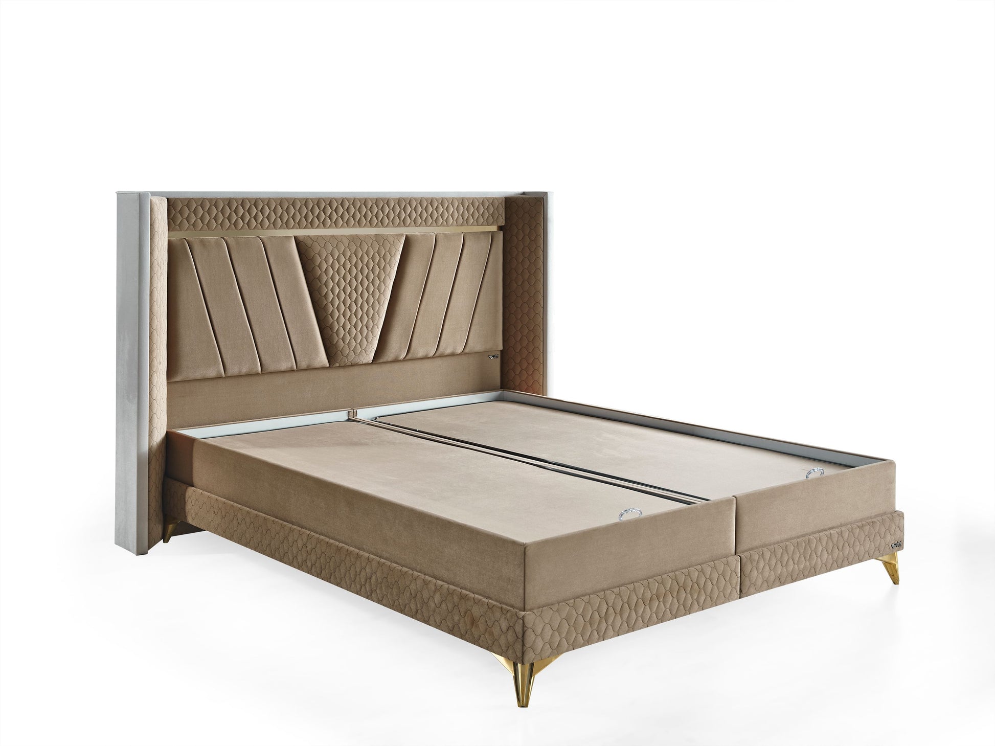 Schlafzimmer-Set "Elvina" – Bett mit Bettkasten mit Matratze, Nachttisch, Kommode, Bettbank